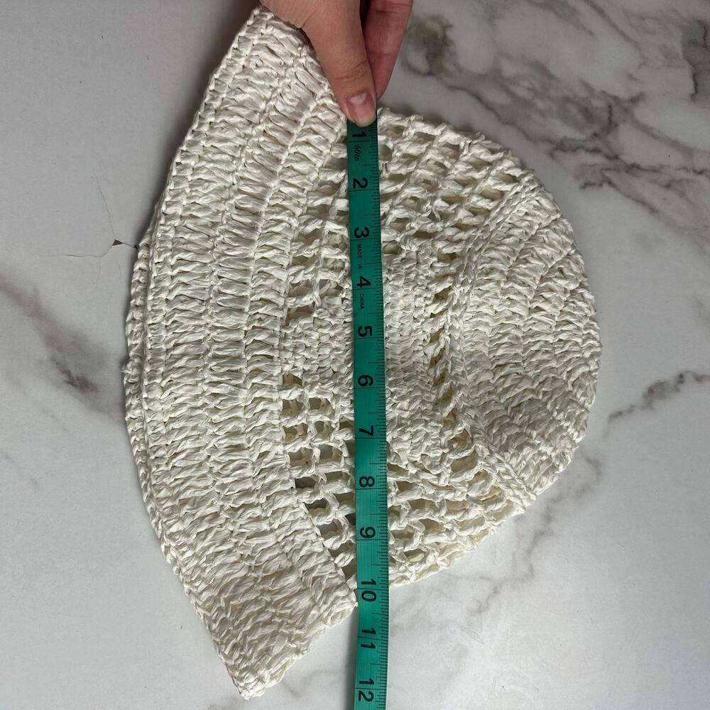 Akira White Straw Bucket Boho Beach Hat OSFM - Picture 5 of 6